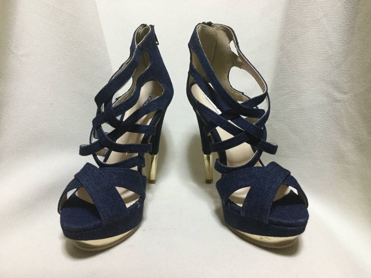 C7249*HAFMOF*L size blue Denim cloth gladiator sandals * high heel 