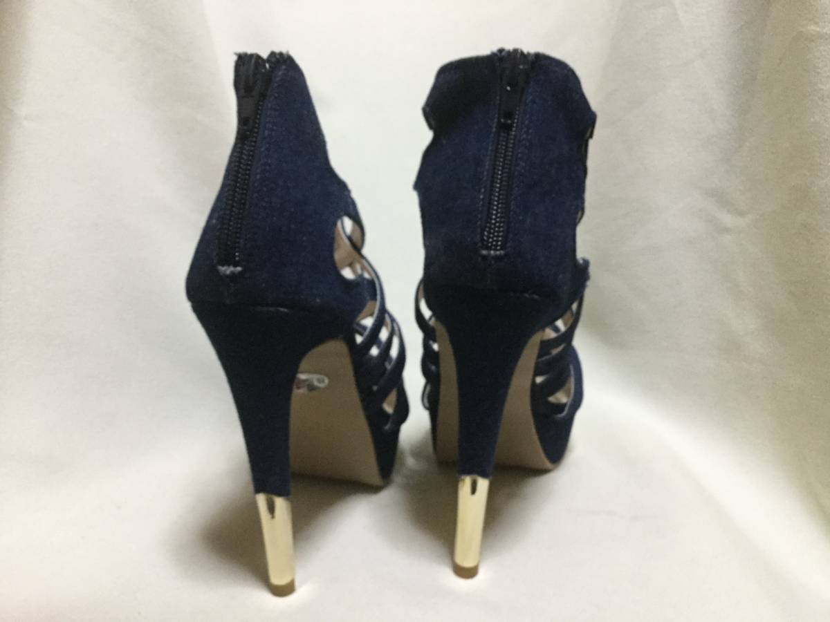 C7249*HAFMOF*L size blue Denim cloth gladiator sandals * high heel 