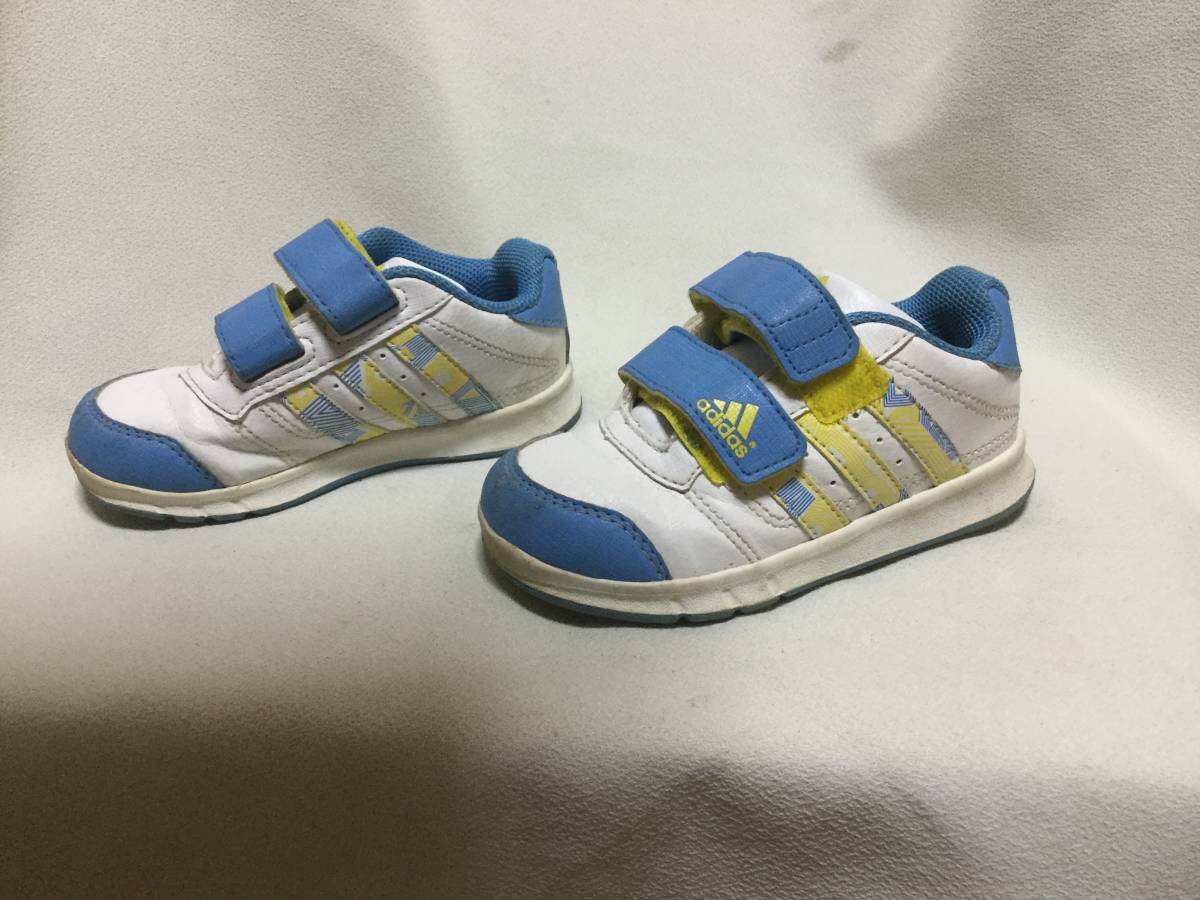 C7255*adidas*13.5cm* white & blue & yellow Kids sneakers *