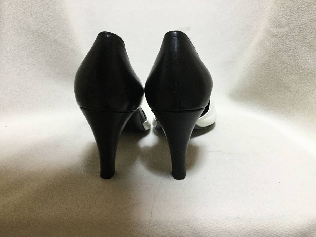 C7576*BEAUTY & YOUTH*35 1/2 размер * черный & белый сделано в Японии высокий каблук раздельный туфли-лодочки *