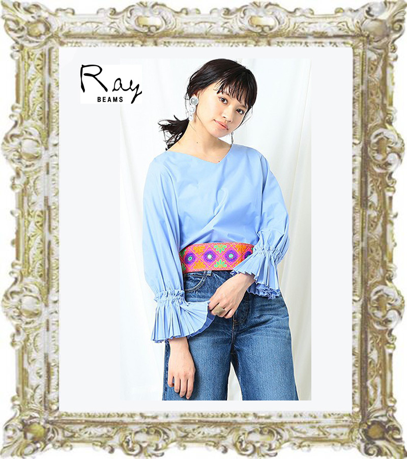 送料無料 即決 定価10380円 Ray BEAMS レイビームス 水色 ギャザー