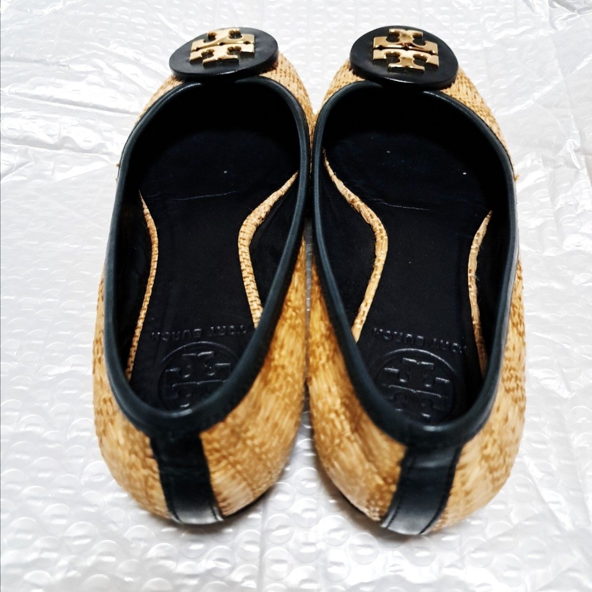 TORY BURCH トリーバーチ フラットシューズ 25cm 麦わら 希釈
