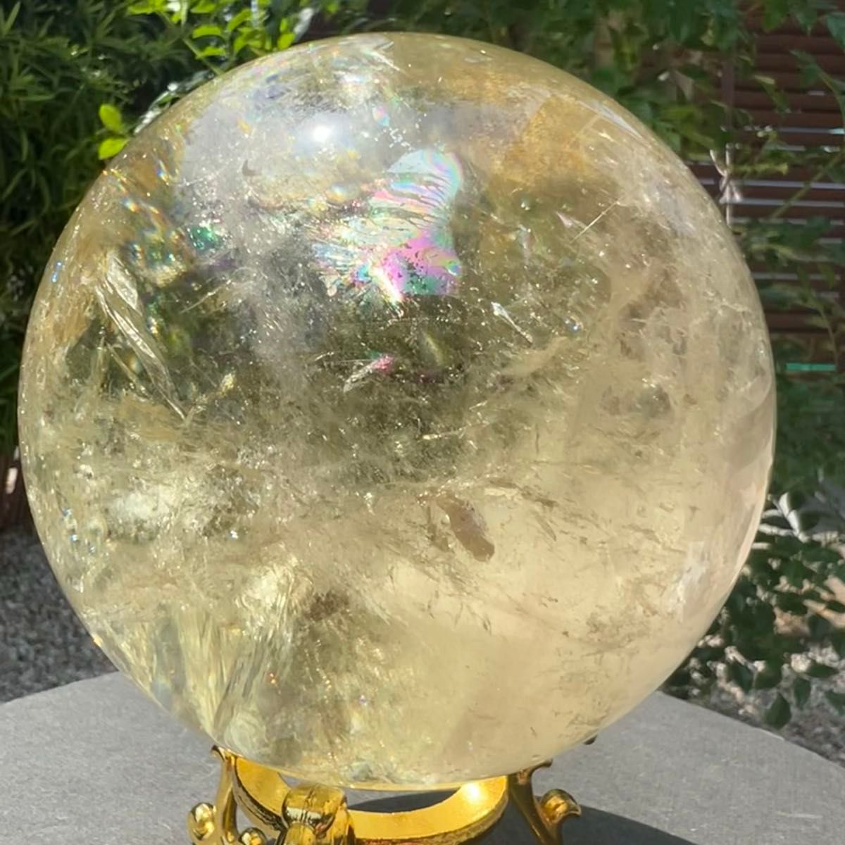 ☆究極の逸品☆極上品質 美麗 黄水晶☆幸運の石☆レインボー シトリン ファントムシトリン 丸玉 スフィア 天然石 原石 幸運 水晶