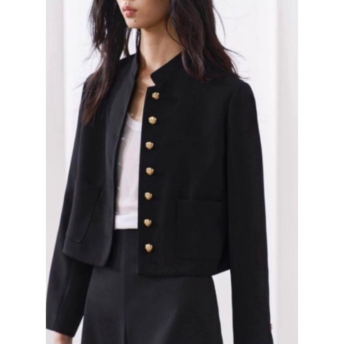 スタンドカラー ジャケット クロップド 金ボタン 韓国 nr8959 新品 ZARA ZW COLLECTION ザラ 金ボタン クロップドジャケット