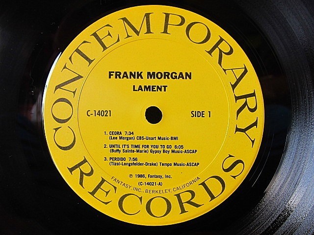 FRANK MORGAN●LAMENT シュリンク付きCONTEMPORARY RECORDS C-14021●200528t5-rcd-12-jzレコードジャズUS盤米LP米盤フランクモーガン_画像3