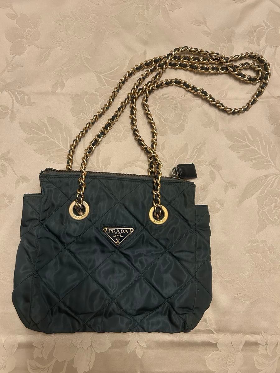 ★PRADA★ナイロン キルティング チェーンバッグ 【1BG467】 PRADA プラダ ナイロン キルティング チェーンバッグ グリーン