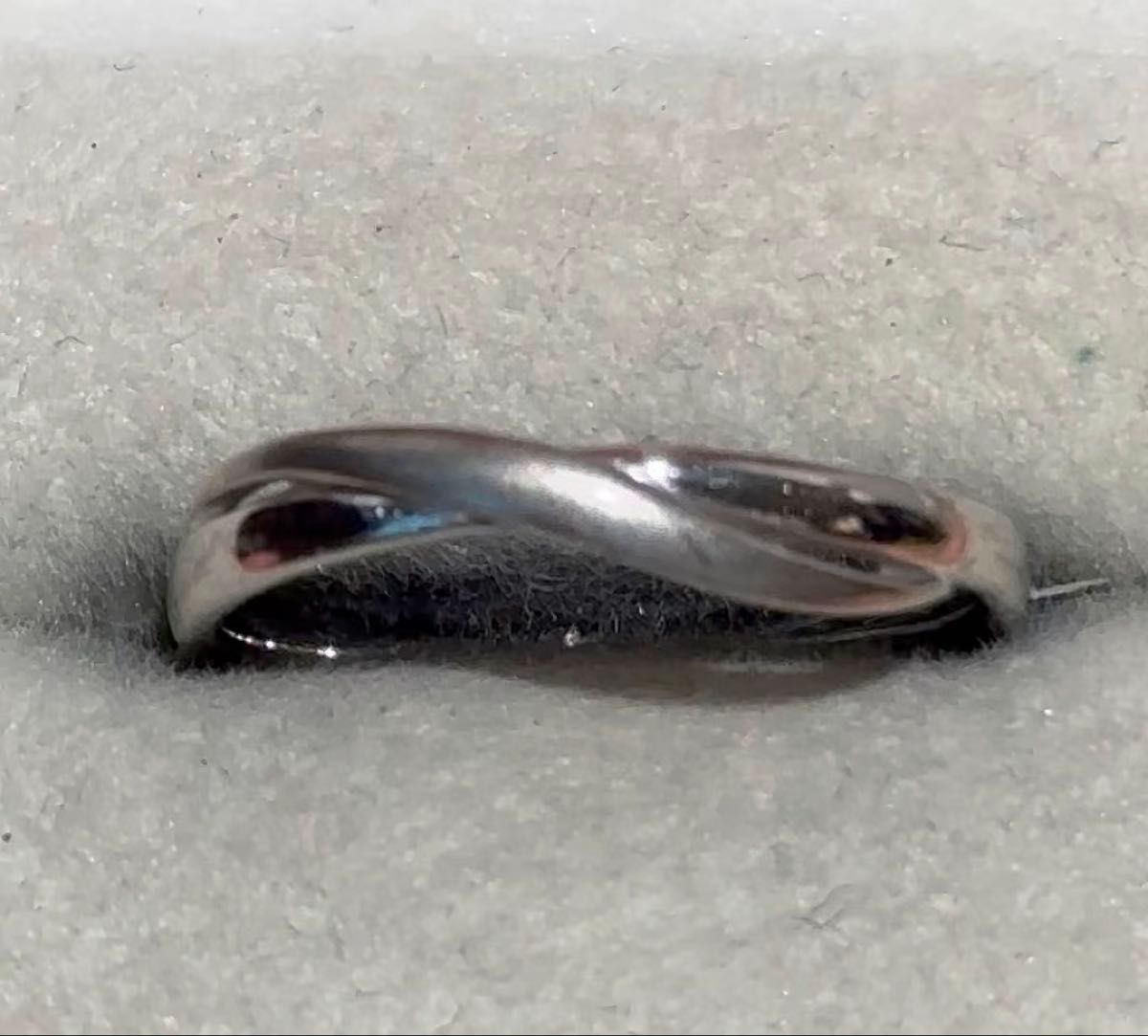 4°C K10ホワイトゴールド 鏡面×つや消し コンビリング 12号