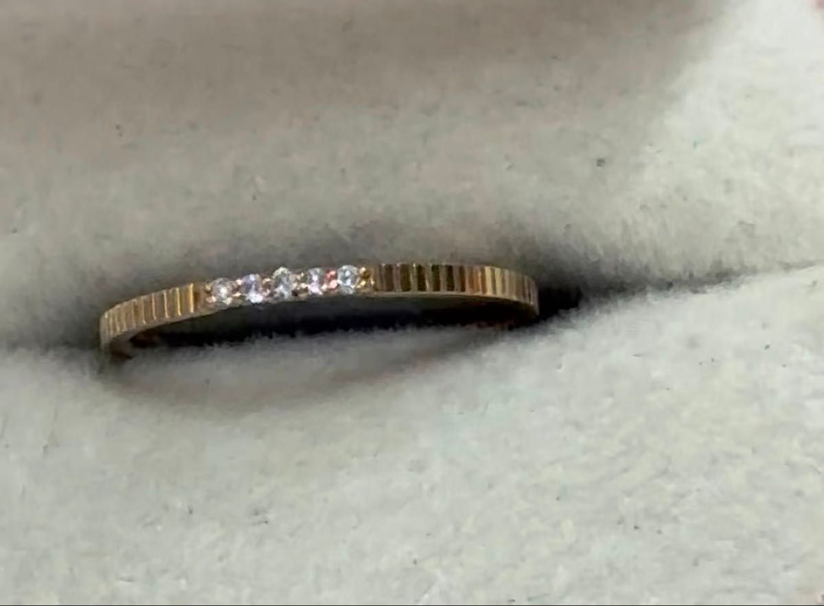 ete k10 YG ダイヤモンド0.09ct デザインリング 美品! 9号