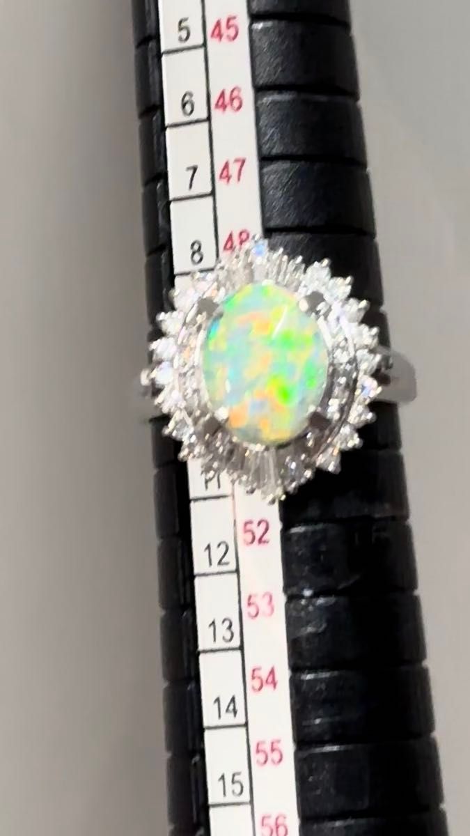 pt900 オパール1.14ct/天然ダイヤ0.66ct ヴィンテージリング 美品!