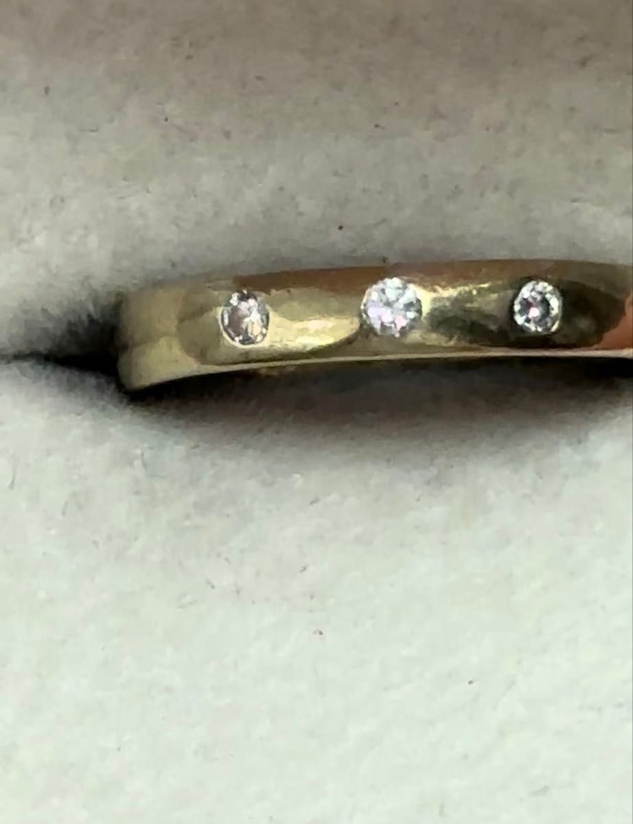 k18 0.1ct ダイヤ付き シンプル甲丸(カマボコ) デザインリング ブラン刻印