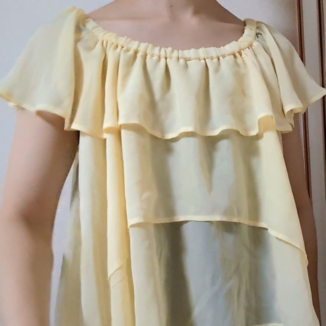 しまむら オフショルダートップス イエロー