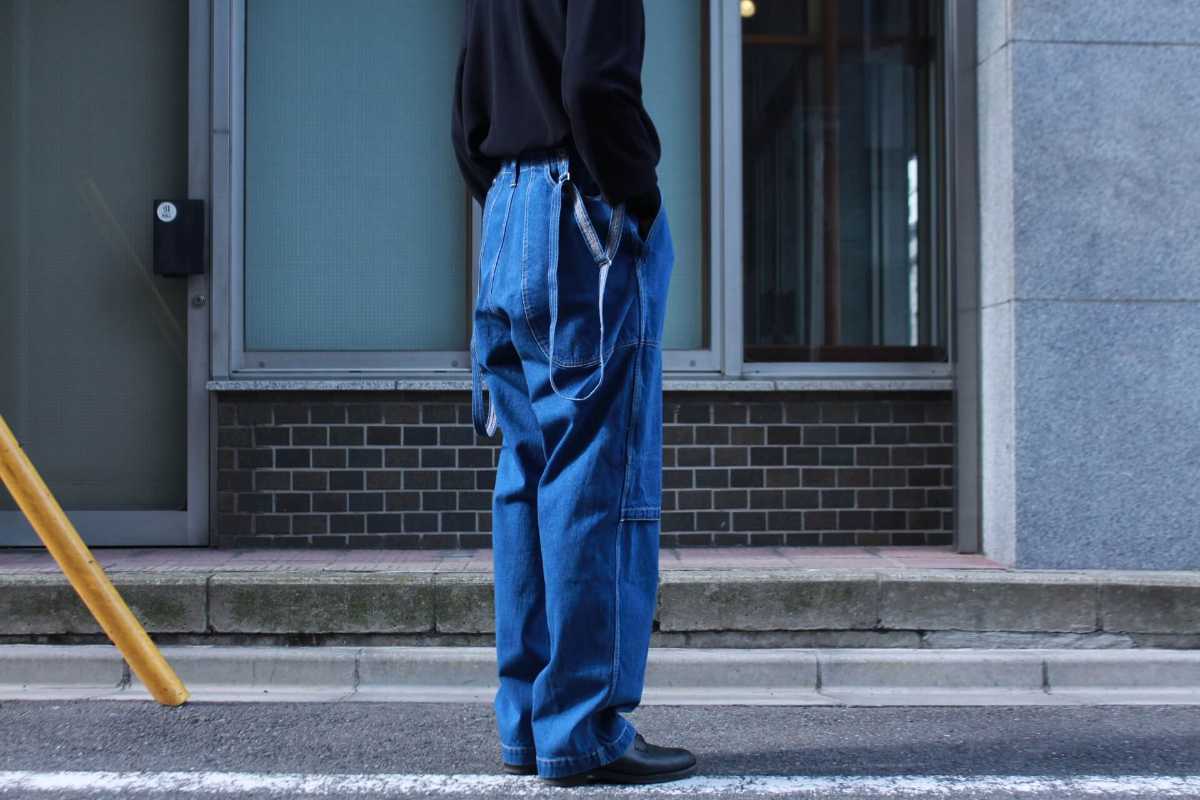 【美品】19SS 定価55800円 E.TAUTZ イートウツ Millworker Trousers ワイドトラウザーズ スラックス デニム☆1LDK コモリ オーラリー_画像2