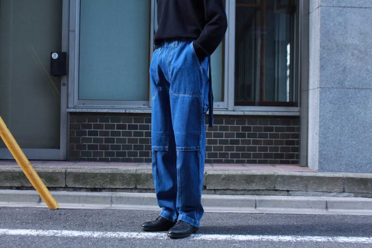 【美品】19SS 定価55800円 E.TAUTZ イートウツ Millworker Trousers ワイドトラウザーズ スラックス デニム☆1LDK コモリ オーラリー_画像1