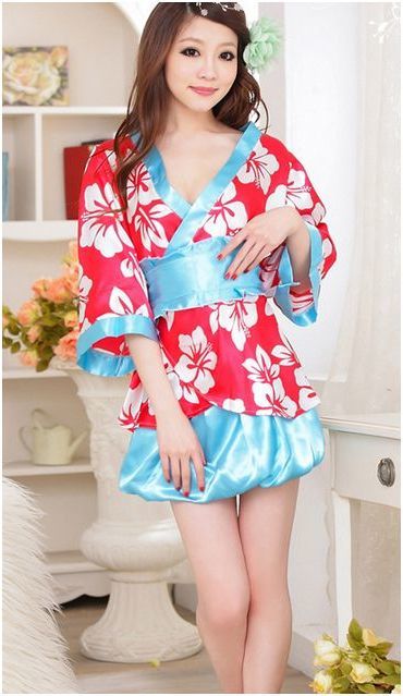  new goods unused free shipping bc3 red color cosplay yukata color taste is red color as a base floral print finishing light blue obi . cuffs skirt . have on make One-piece . very . translation have 