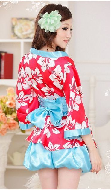  new goods unused free shipping bc3 red color cosplay yukata color taste is red color as a base floral print finishing light blue obi . cuffs skirt . have on make One-piece . very . translation have 