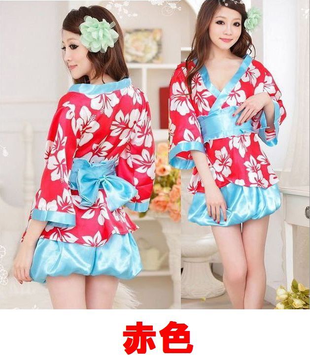  new goods unused free shipping bc3 red color cosplay yukata color taste is red color as a base floral print finishing light blue obi . cuffs skirt . have on make One-piece . very . translation have 