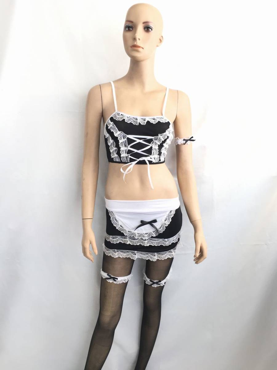  translation have new goods unused free shipping y8004meido uniform apron attaching skirt garter ring ×2 arm ring 5 point set sexy costume clothes 