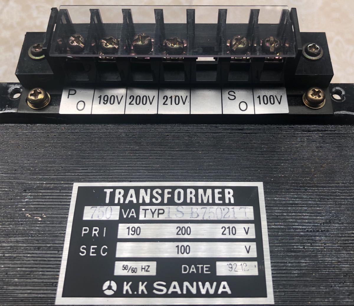 KK SANWA トランス　変圧器 1SB75021T 750VA_画像6