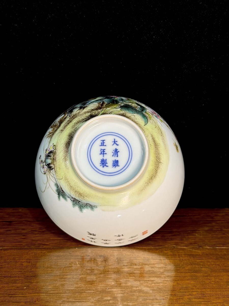 大清 雍正 花瓶 中国 骨董品 清時代 擺件 古賞物 傳世家珍 陶磁器 古びた蔵『清 雍正年製 陶磁器 琺瑯彩翠鳥 蝴蝶花卉題詩