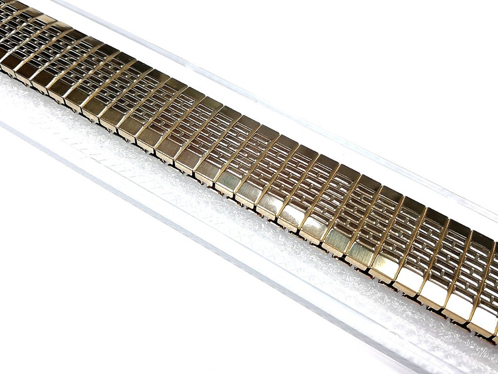 【KREISLER】当時もの 24KT GOLD ELECTROPLATE ウォッチバンド　16-20mm　ケース付き　伸縮ブレス　メンズ腕時計金属ベルト　MB741_画像3