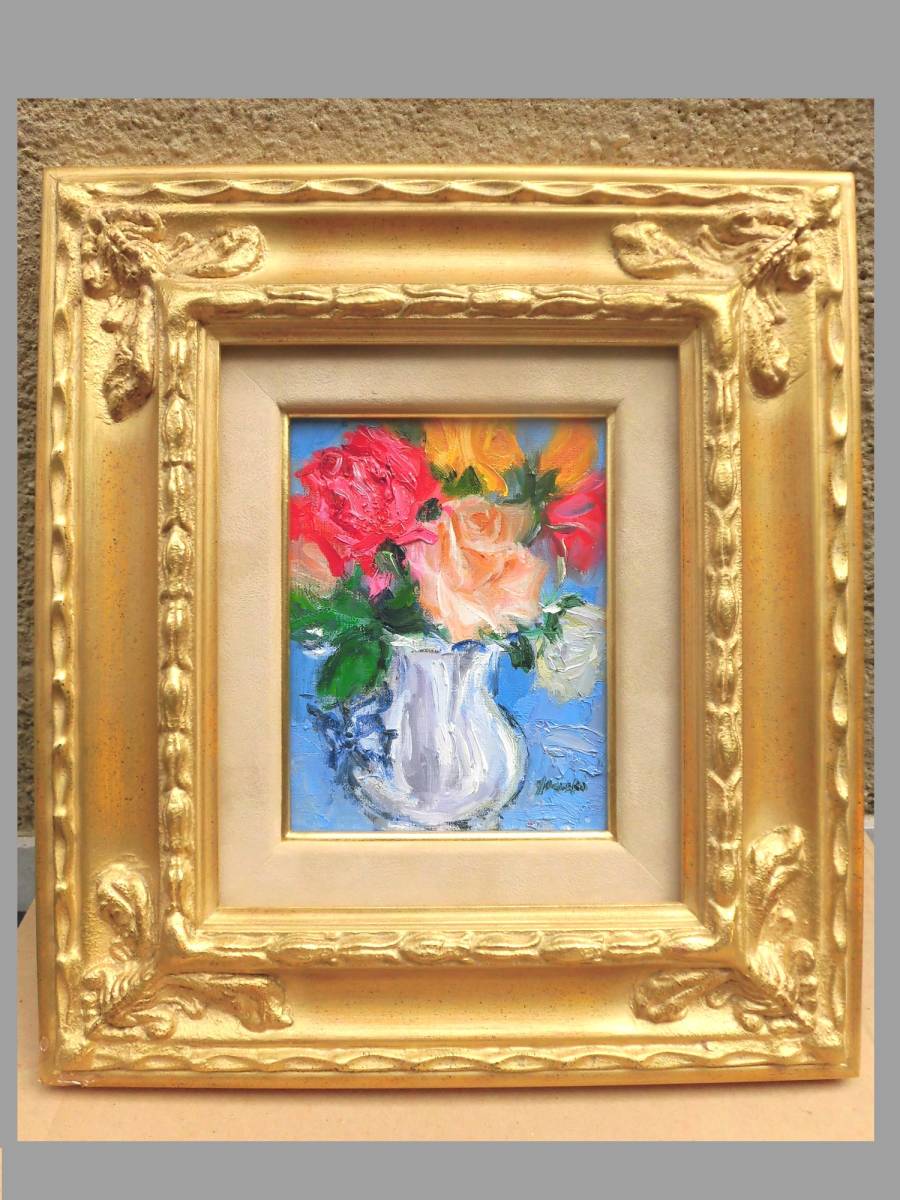 非売品 油彩画 洋画 油絵額縁付きで納品対応可 M20号 朱い実 安田 英明 ...