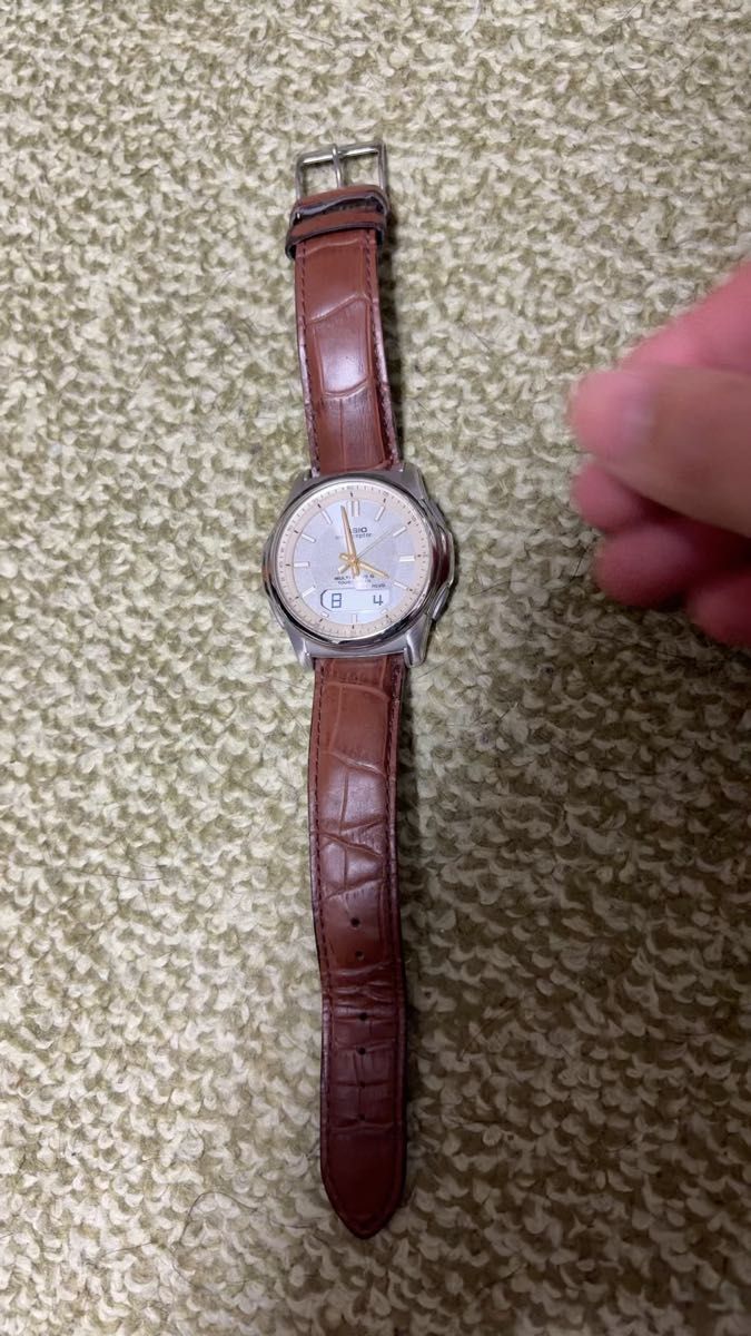 カシオ CASIO 5161 WAVE CEPTER 電波ソーラー 腕時計 本革ベルト おしゃれ ウェーブセプター