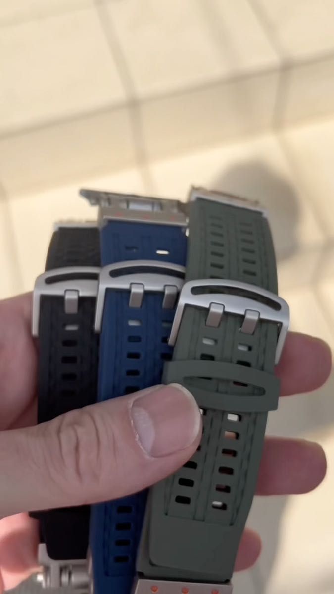 ケース付き紺銀【絶対最安】Apple Watch AppleWatch アップルウォッチ ベルト バンド カバー ケース