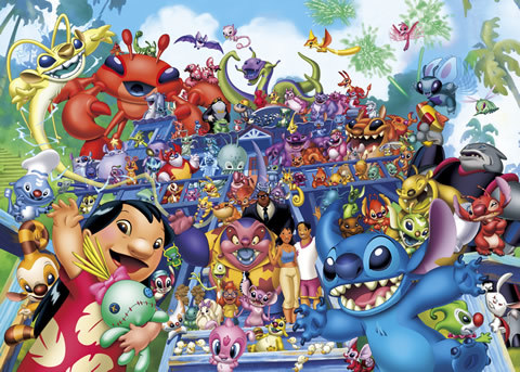 2000-505 3点 廃盤 ジグソーパズル ディズニー 星空のファンタジー 2000ピース 光る+Stitch 2000ピース+わちふぃーるど  1000ピース