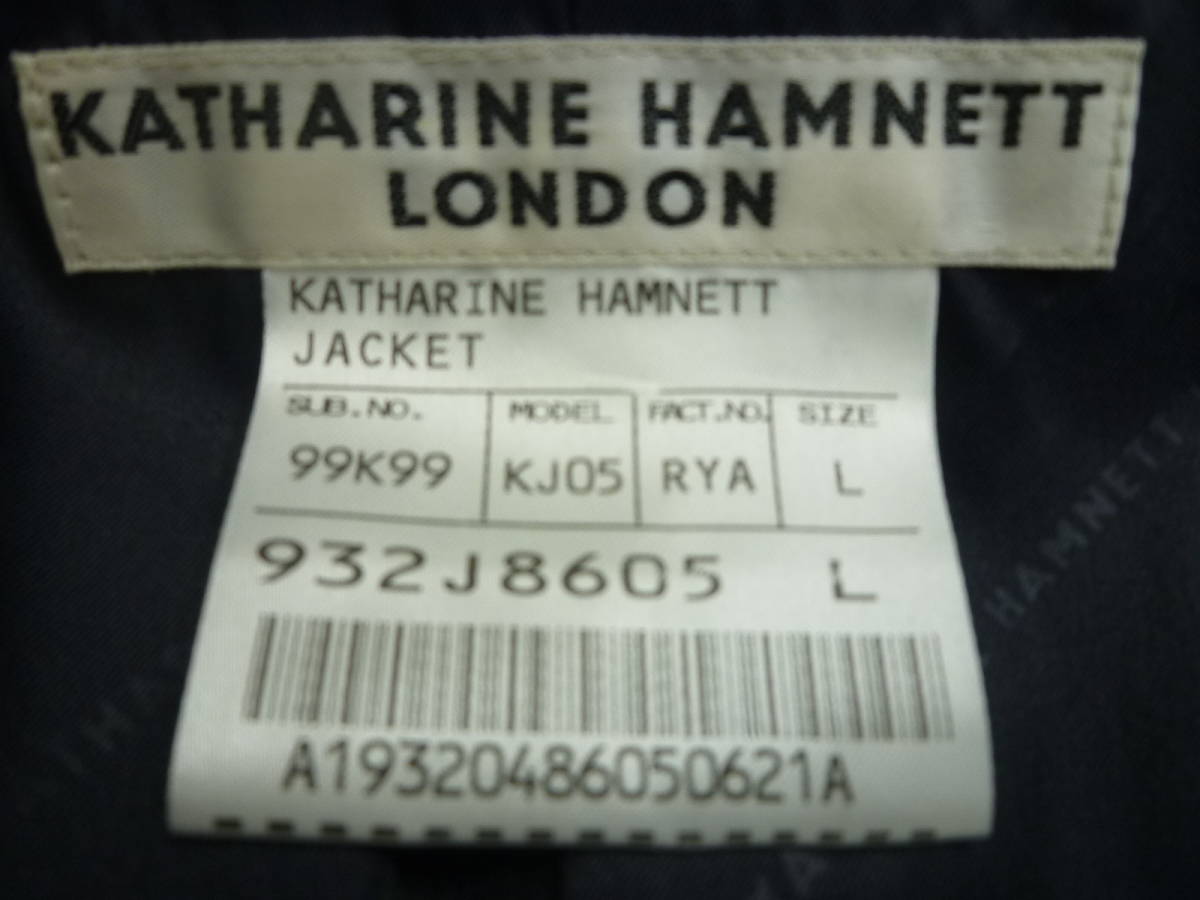  free shipping *KATHARINE HAMNETT LONDON tailored jacket black L size cotton black blaser 