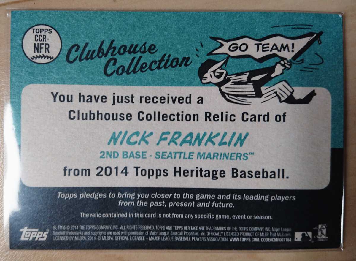 ★メモラ JERSEY NICK FRANKLIN TOPPS HERITAGE 2014 #CCR-NFR MLB ジャージ ニック フランクリン SEATTLE MARINERS シアトル マリナーズ_画像2