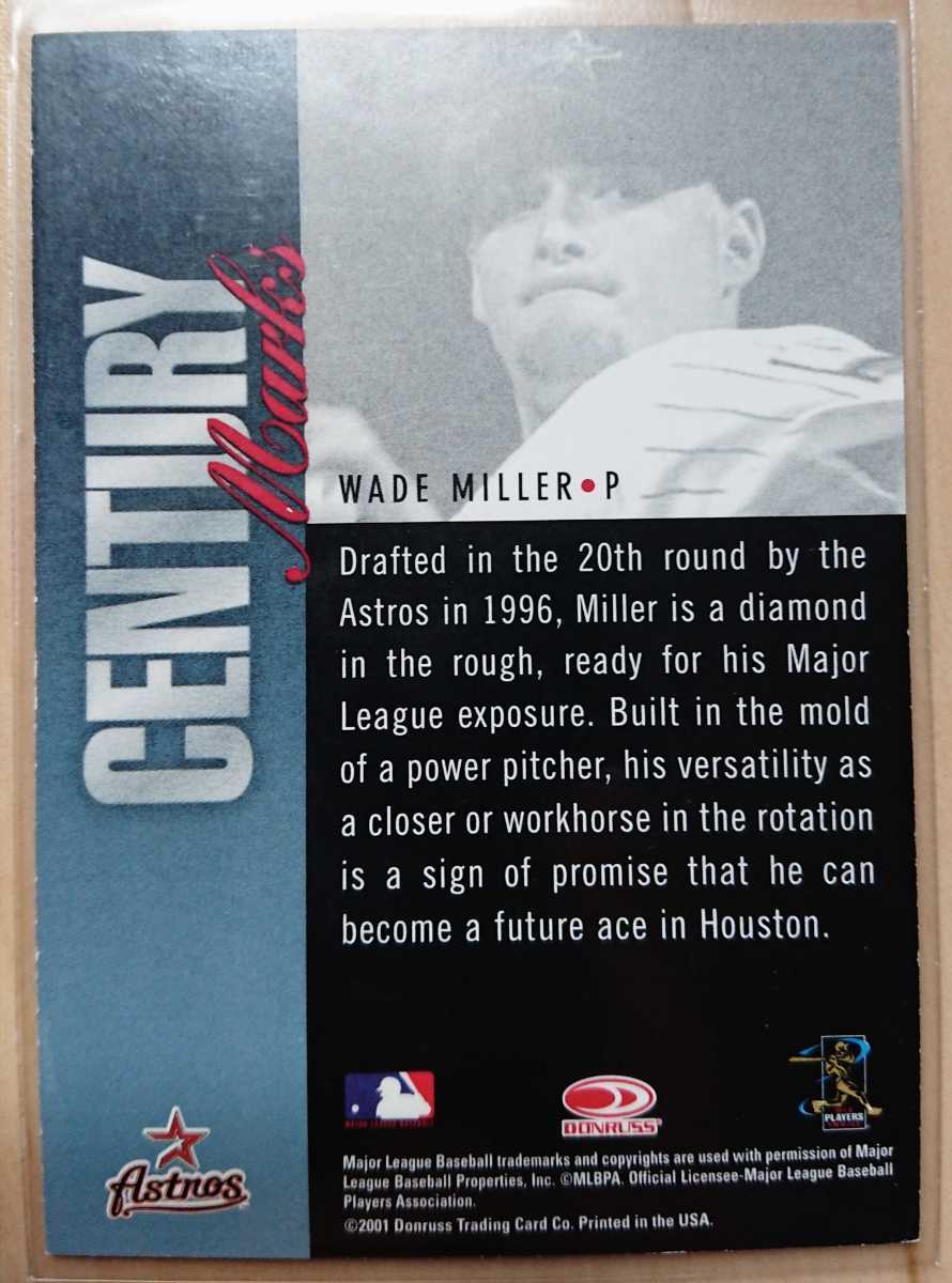★AUTO WADE MILLER DONRUSS SIGNATURE 2001 MLB メジャーリーグ サイン ウェイド ミラー HOUSTON ASTROS ヒューストン アストロズの画像2