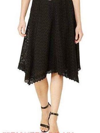 新品タグ 未着 LAUREN RALPH LAUREN ローレン ラルフローレン 綿100 EYELET SKIRT サイズ4 S～M 黒 定価、19.000+税_画像1