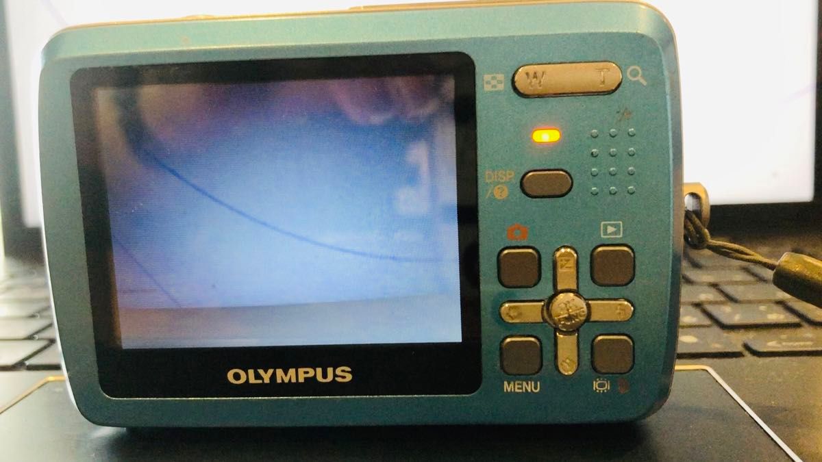 水中でも撮れる アウトドアにぴったりの簡単デジカメOLYMPUS 防水デジタルカメラ μ-550WP ブルー 基本動作確認済