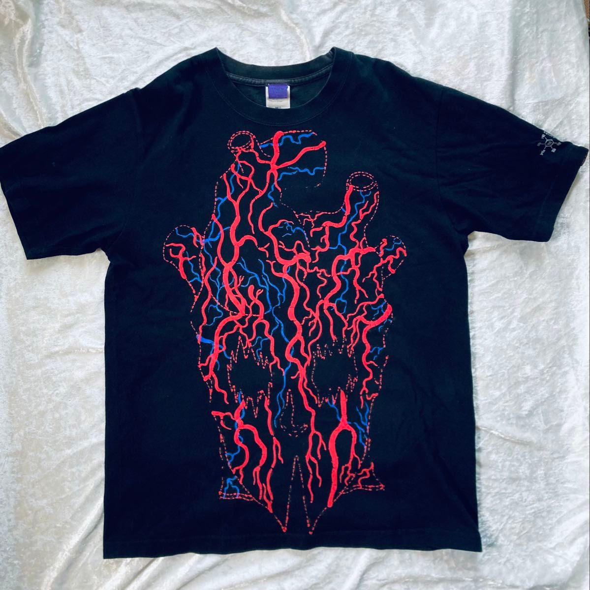 【匿名配送】ドロヘドロ 「心」 血管Tee MHz ドロヘドロ 心 血管Tee Tシャツ Mサイズ ブラック 染め直し