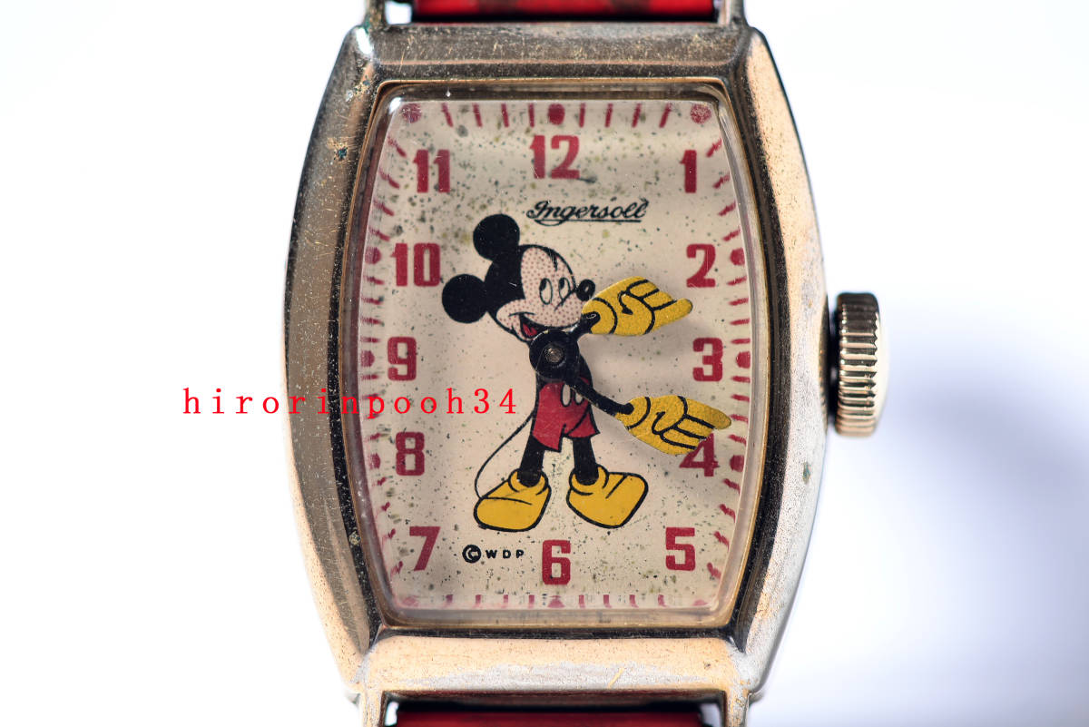 即決　貴重　Ingersoll　48' 　ミッキーマウス 手巻腕時計　GOLDトーン 　ミッキー　インガソル　インゲルソル