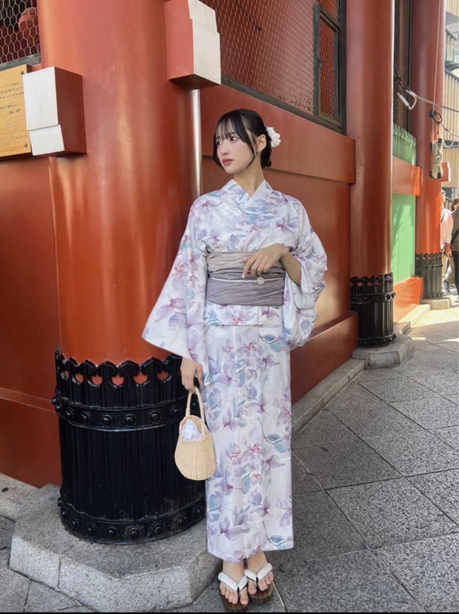 3点セット 2Way 花柄セパレート浴衣 ワンピース 兵児帯 水彩 ピンク 3点セット 2Way花柄セパレート浴衣 ワンピース浴衣 兵児帯 二部