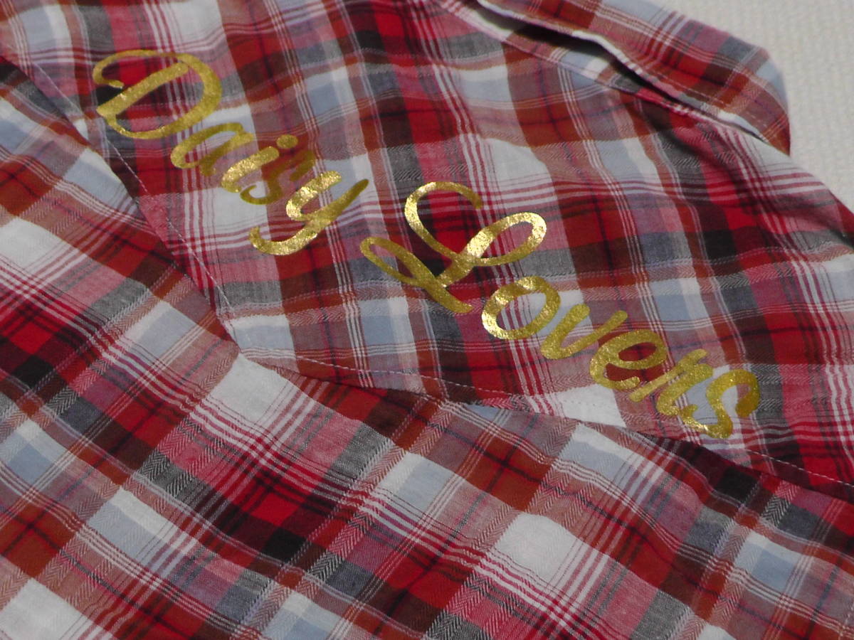 DAISY LOVERS Gold Daisy Lovers short sleeves shirt check pattern red M 150