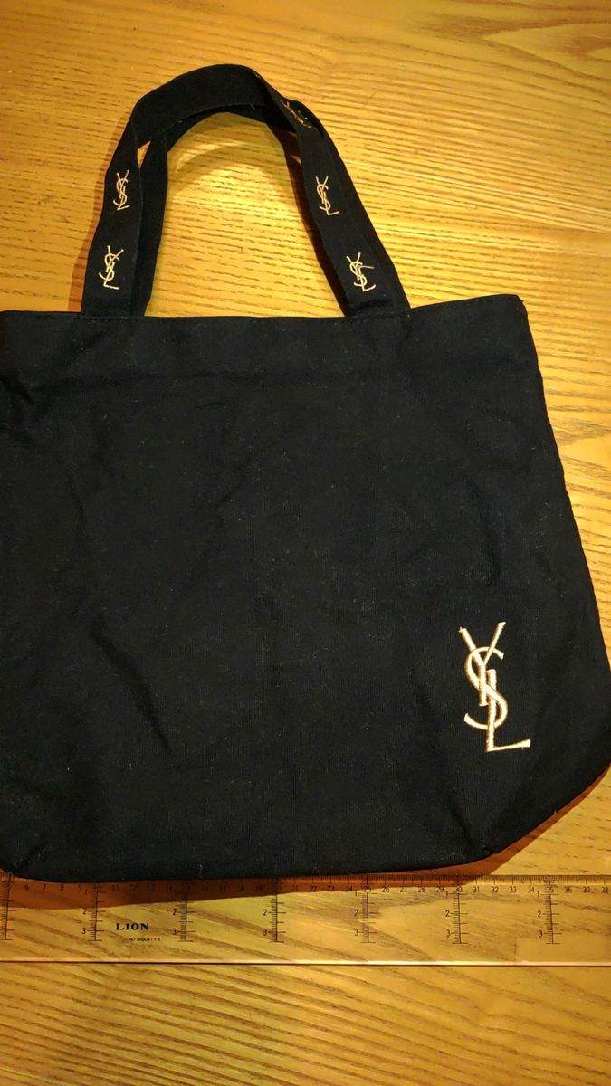 イヴ・サンローラン トートバッグ YSL キャンバス 黒 YSL