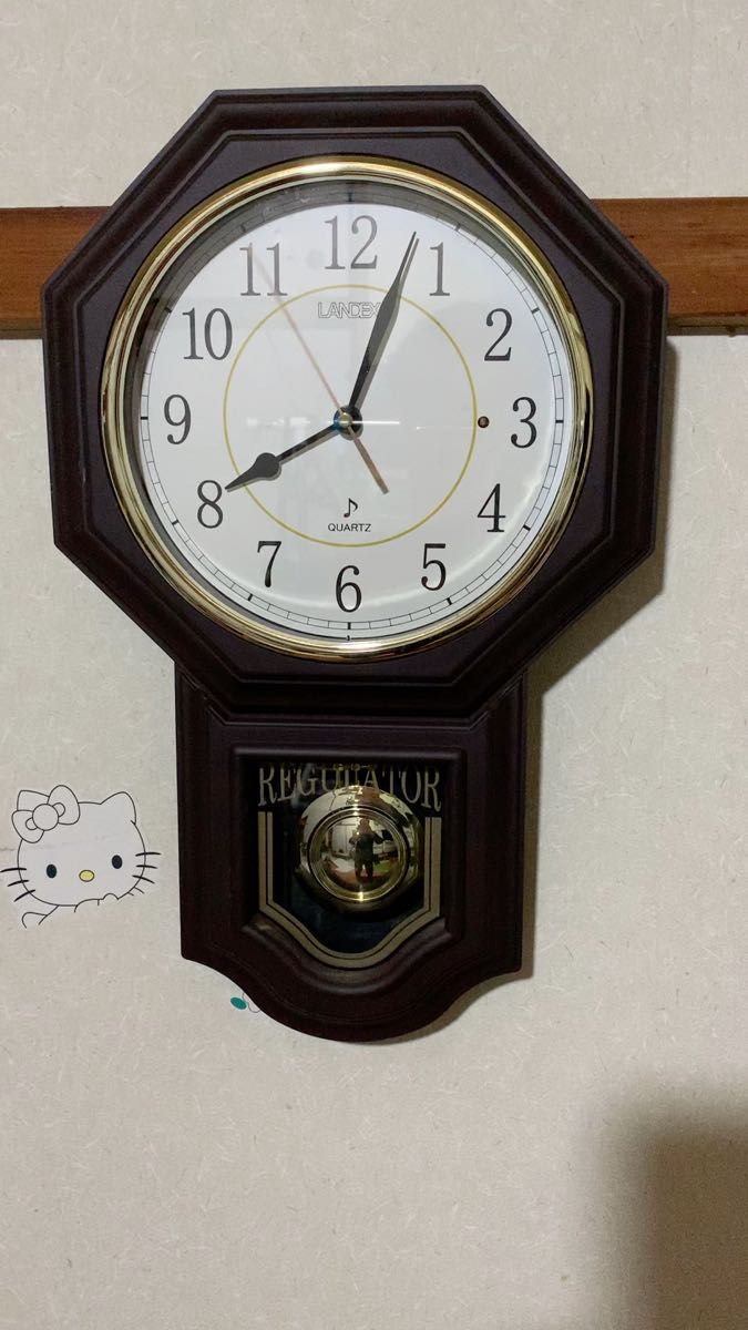 LANDEX 壁掛け時計 振り子時計 クォーツ ブラウン