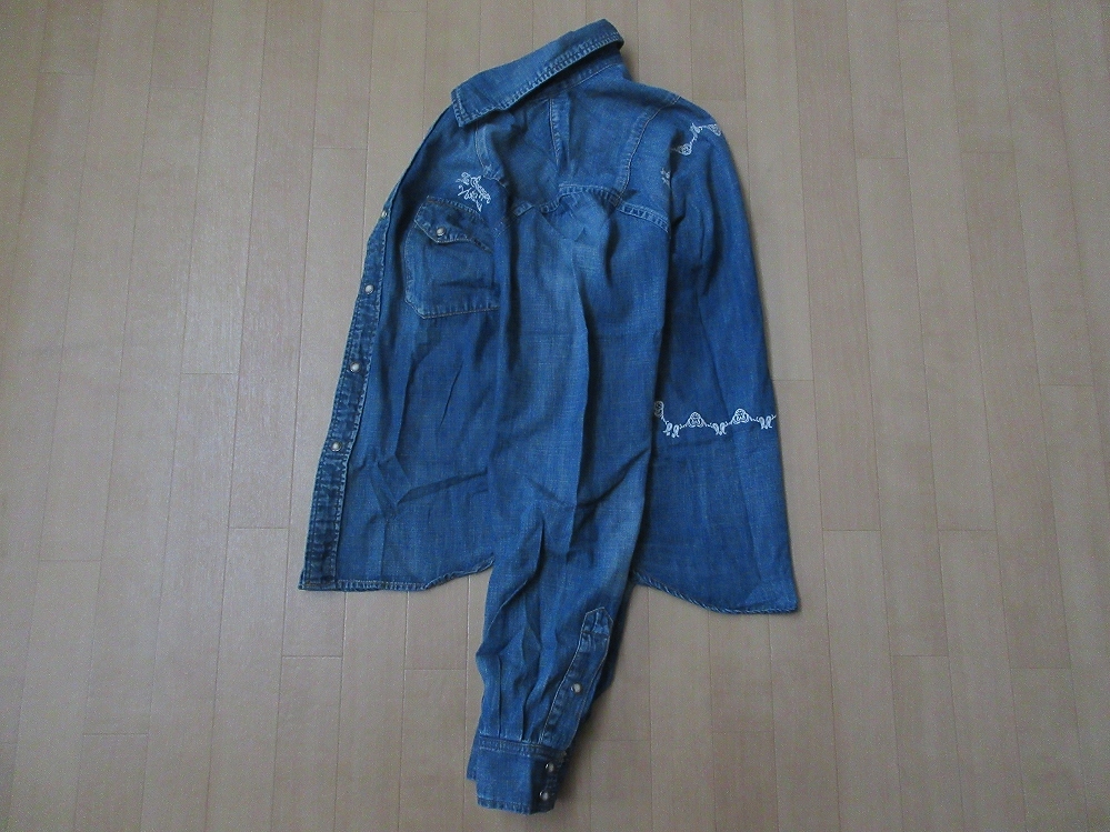 00's  сделано в Японии  SWAGGER  вышивание    винтажный   обработка   Denim    Western   рубашка   M  индиго   голубой ...  Work   пиджак  ...