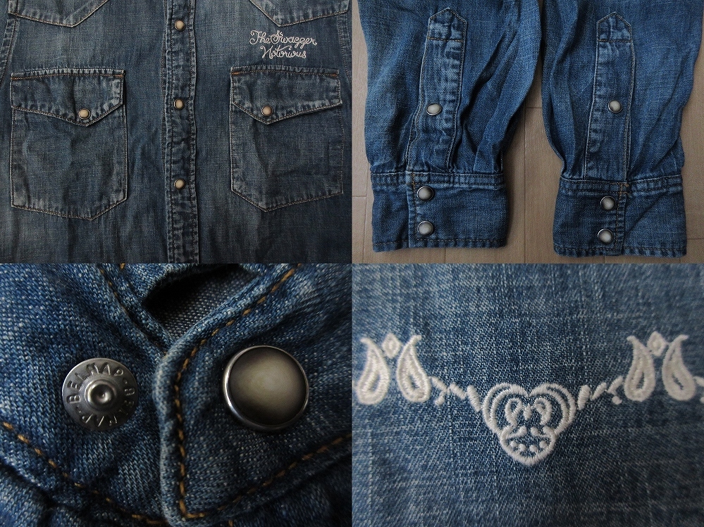 00's  сделано в Японии  SWAGGER  вышивание    винтажный   обработка   Denim    Western   рубашка   M  индиго   голубой ...  Work   пиджак  ...