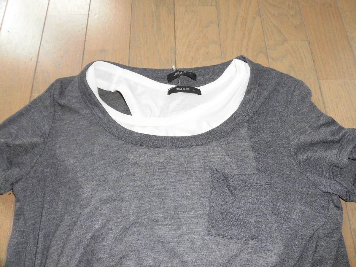 新品★コムサイズム★グレの半袖Tシャツと白タンクトップのセット★M_画像4