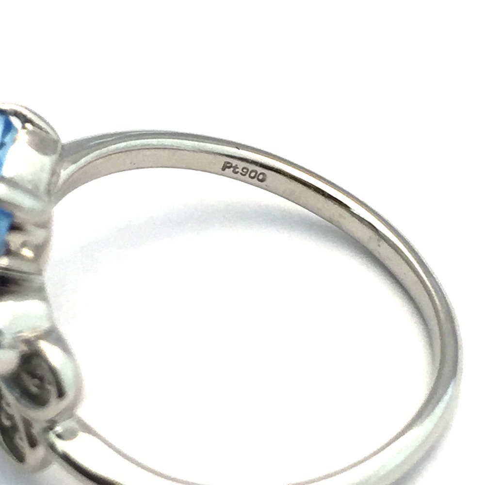 【中古美品】Pt900　ブルートパーズ　ダイヤ　リング　指輪 レディース　D0.04ct　3.8ｇ　11.5号_画像9