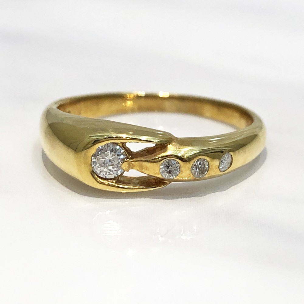 【中古美品】K18　ダイヤ　ファッションリング　D 0.16ct　10.5号　3.3ｇ　指輪