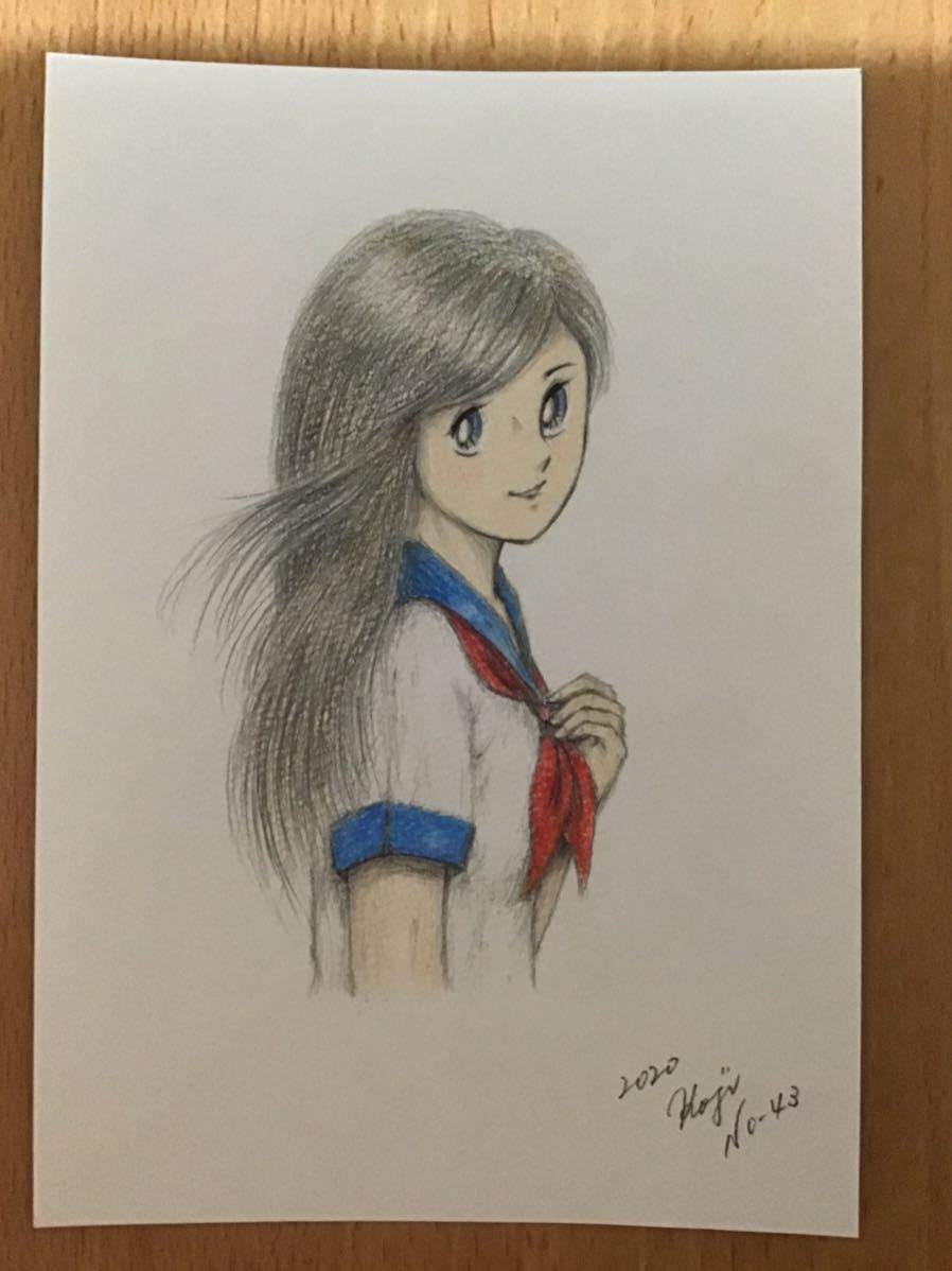 ヤフオク 手書きイラスト セーラー服の少女 No 43 鉛筆