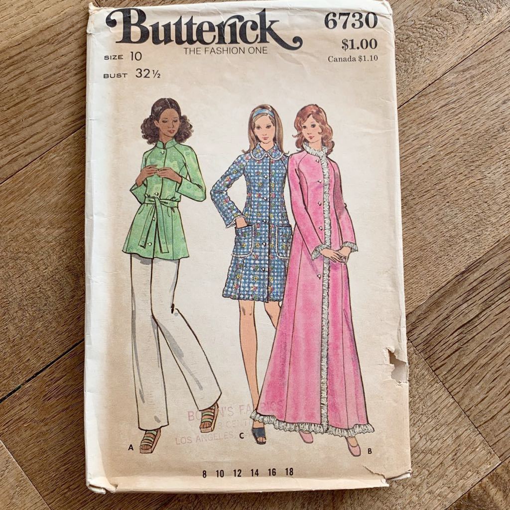 70\'s Butterickbatalik импорт выкройки Vintage шитье USA образец ручная работа ручная работа retro импортированный автомобиль low b свободная домашняя одежда оригинал 