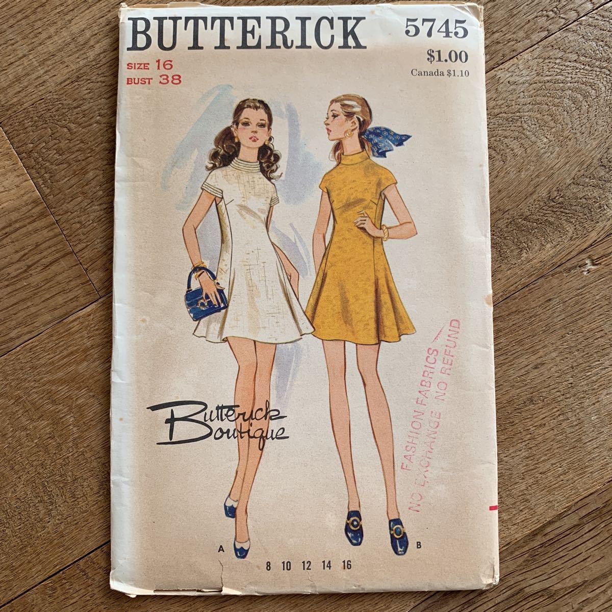 Paypayフリマ 60 S Butterick バタリック 輸入 型紙 デッドストック 縫製 パターン 手作り ハンドメイド レトロ インポート フレアースカートワンピース