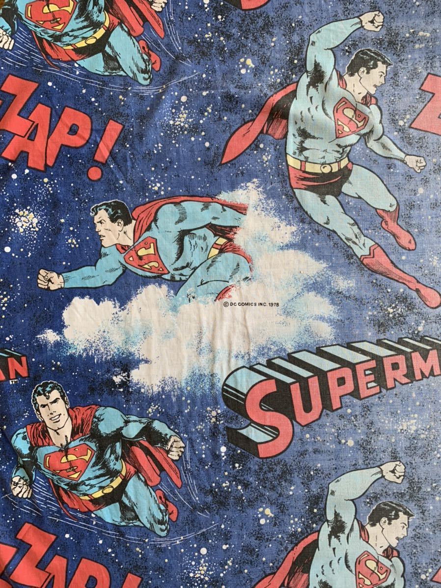 70s スーパーマン アメリカ USEDシーツ リメイク コレクター ハンドメイド 手作り 生地 マーベルコミック アメコミ ヒーロー キャラクター_画像2