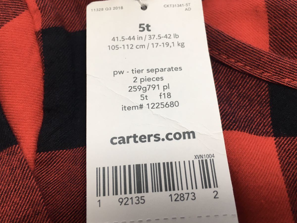 新品■Carters カーターズ 女の子 長袖 チェック 上下2点セット 5T 110 オシャレ♪_画像4