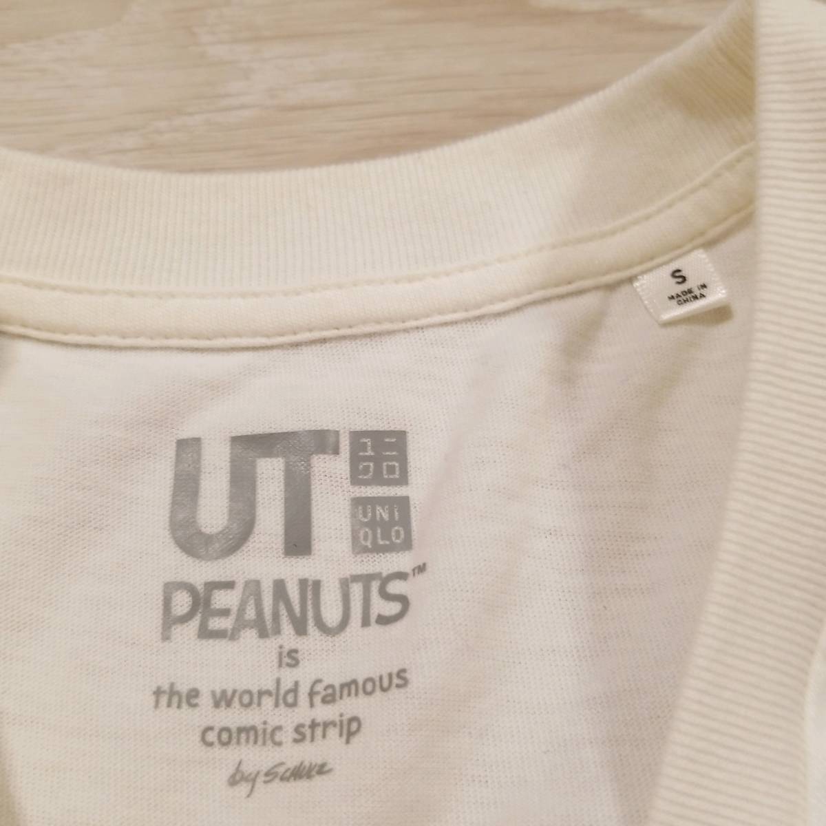 K196 UNIQLO ユニクロ スヌーピー peanuts グラフィック Tシャツ S キャラクター カットソー 半袖 白系 綿100% コットン.._画像2